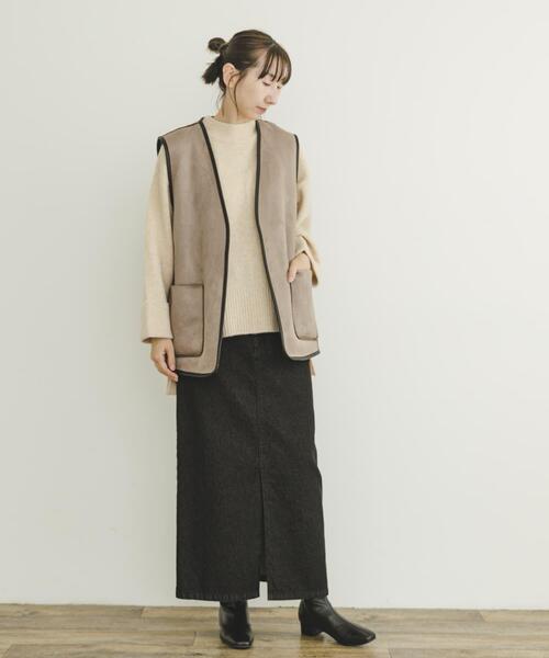 ITEMS URBANRESEARCH（アイテムズ アーバンリサーチ）の「リバーシブルムートンボアベスト（その他アウター・レディース・アイボリー/モカ・FREE）」の3枚目の写真