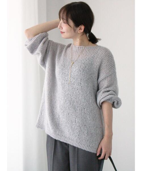 Te chichi TERRASSE（テチチテラス）の「モヘヤライクシアーラメニット（ニット/セーター・レディース・グレー/オフホワイト/ミント・F）」の2枚目の写真