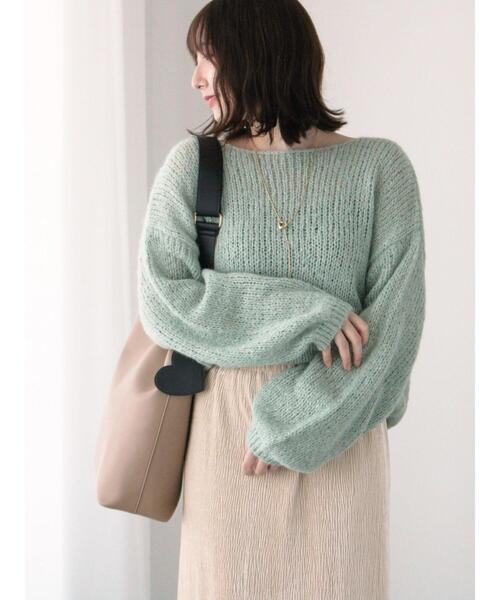 Te chichi TERRASSE（テチチテラス）の「モヘヤライクシアーラメニット（ニット/セーター・レディース・グレー/オフホワイト/ミント・F）」の3枚目の写真