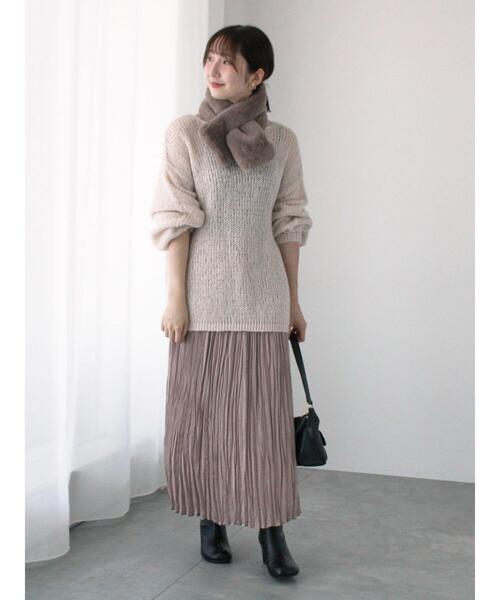 Te chichi TERRASSE（テチチテラス）の「モヘヤライクシアーラメニット（ニット/セーター・レディース・グレー/オフホワイト/ミント・F）」の5枚目の写真