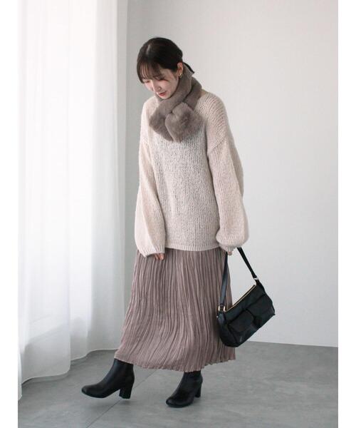 Te chichi TERRASSE（テチチテラス）の「モヘヤライクシアーラメニット（ニット/セーター・レディース・グレー/オフホワイト/ミント・F）」の6枚目の写真