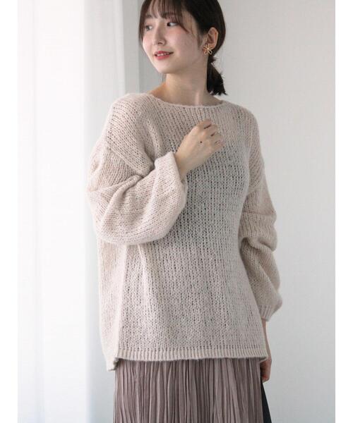 Te chichi TERRASSE（テチチテラス）の「モヘヤライクシアーラメニット（ニット/セーター・レディース・グレー/オフホワイト/ミント・F）」の7枚目の写真