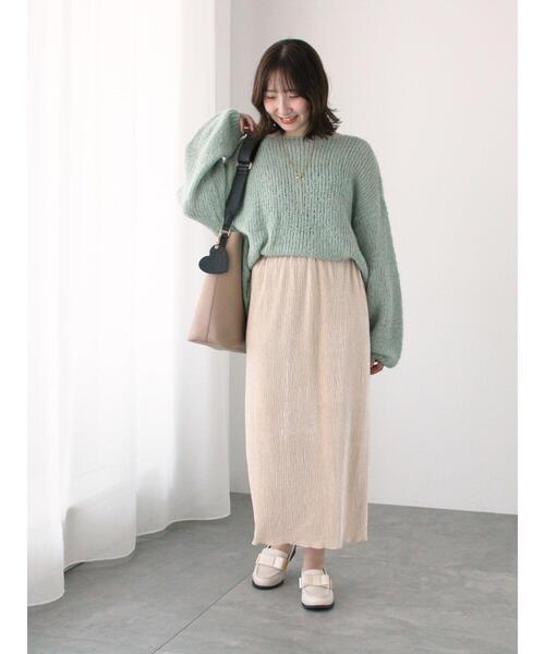 Te chichi TERRASSE（テチチテラス）の「モヘヤライクシアーラメニット（ニット/セーター・レディース・グレー/オフホワイト/ミント・F）」の8枚目の写真