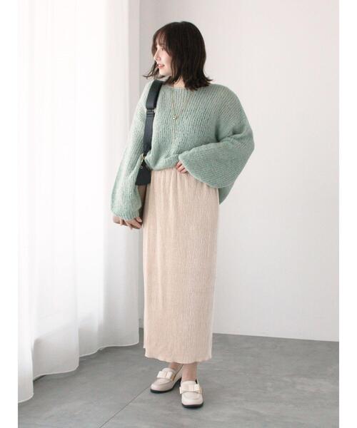 Te chichi TERRASSE（テチチテラス）の「モヘヤライクシアーラメニット（ニット/セーター・レディース・グレー/オフホワイト/ミント・F）」の9枚目の写真