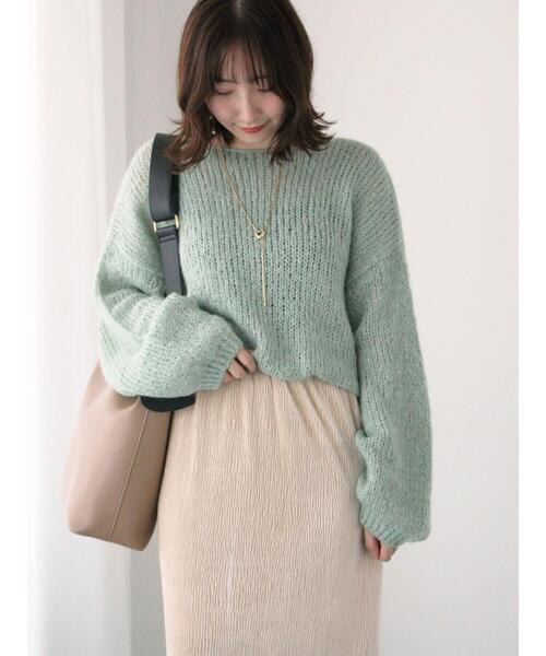 Te chichi TERRASSE（テチチテラス）の「モヘヤライクシアーラメニット（ニット/セーター・レディース・グレー/オフホワイト/ミント・F）」の10枚目の写真