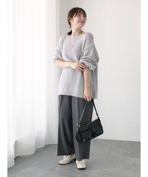 Te chichi TERRASSE（テチチテラス）の「モヘヤライクシアーラメニット（ニット/セーター・レディース・グレー/オフホワイト/ミント・F）」の11枚目の写真