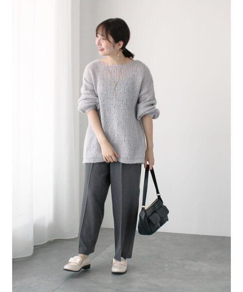 Te chichi TERRASSE（テチチテラス）の「モヘヤライクシアーラメニット（ニット/セーター・レディース・グレー/オフホワイト/ミント・F）」の12枚目の写真