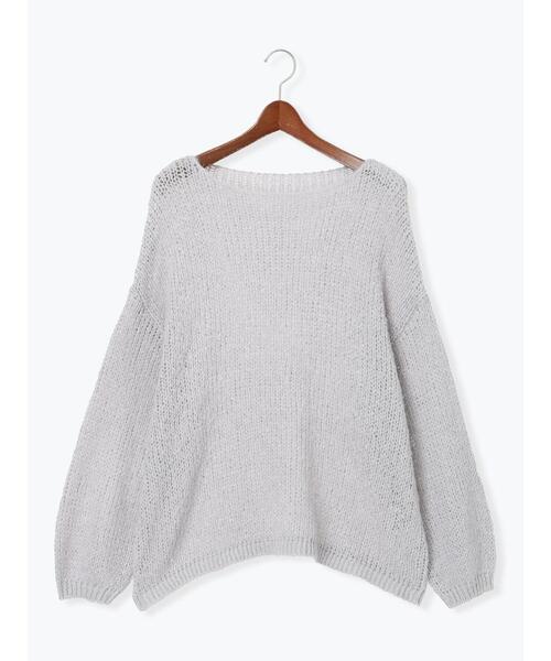 Te chichi TERRASSE（テチチテラス）の「モヘヤライクシアーラメニット（ニット/セーター・レディース・グレー/オフホワイト/ミント・F）」の17枚目の写真