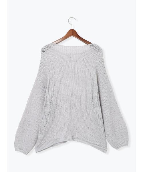 Te chichi TERRASSE（テチチテラス）の「モヘヤライクシアーラメニット（ニット/セーター・レディース・グレー/オフホワイト/ミント・F）」の18枚目の写真