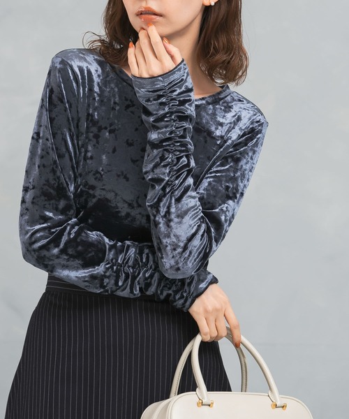 URBAN RESEARCH ROSSO WOMEN(アーバンリサーチ ロッソ)の「『WEB限定』クラッシュベロアシャーリングカットソー(Tシャツ/カットソー・レディース・ネイビー/ホワイト・FREE)」の10枚目の写真
