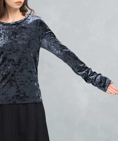 URBAN RESEARCH ROSSO WOMEN(アーバンリサーチ ロッソ)の「『WEB限定』クラッシュベロアシャーリングカットソー(Tシャツ/カットソー・レディース・ネイビー/ホワイト・FREE)」の16枚目の写真