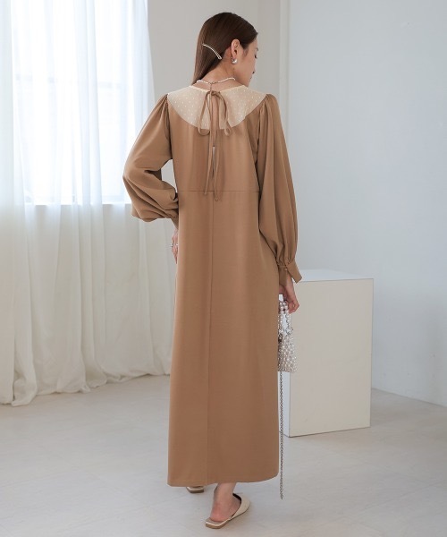 Bab(バブ)の「バックリボンボリュームスリーブワンピース(ワンピース・レディース・キャメル/ホワイト系その他/ブラック・M)」の17枚目の写真