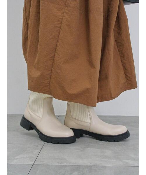 セール】【ふっくらクッション】厚底ニットブーツ（ブーツ）｜Samansa