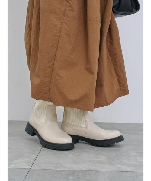 セール】【ふっくらクッション】厚底ニットブーツ（ブーツ）｜Samansa