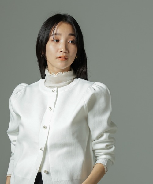 NANO universe（ナノユニバース）の「【WEB限定】ライトスポンディッシュパールボタンカーディガン（カーディガン/ボレロ・レディース・ベージュ/ネイビー/その他1/ブラック/ホワイト・FREE）」の14枚目の写真