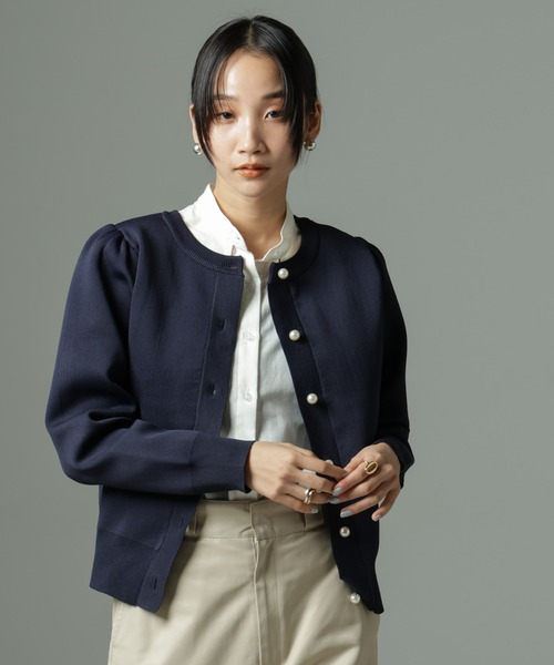 NANO universe（ナノユニバース）の「【WEB限定】ライトスポンディッシュパールボタンカーディガン（カーディガン/ボレロ・レディース・ベージュ/ネイビー/その他1/ブラック/ホワイト・FREE）」の22枚目の写真