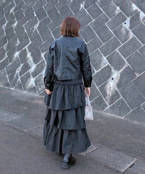 H.TOKYO（エイチトウキョウ）の「シングルライダースジャケット/ノーカラー短丈ブルゾン（ブルゾン・レディース・オフホワイト/ブラック・XX-LARGE/X-LARGE/LARGE/MEDIUM）」の14枚目の写真