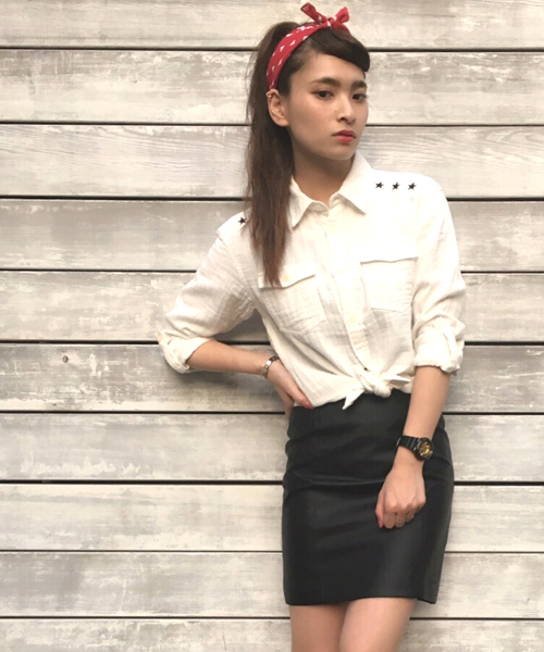 X-girl(エックスガール)の「GAUZE RELAXED SHIRT(シャツ/ブラウス・レディース・ホワイト/ピンク/ネイビー/オリーブ・1/2)」の1枚目の写真