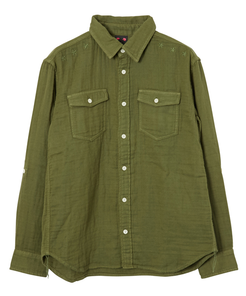 X-girl(エックスガール)の「GAUZE RELAXED SHIRT(シャツ/ブラウス・レディース・ホワイト/ピンク/ネイビー/オリーブ・1/2)」の2枚目の写真