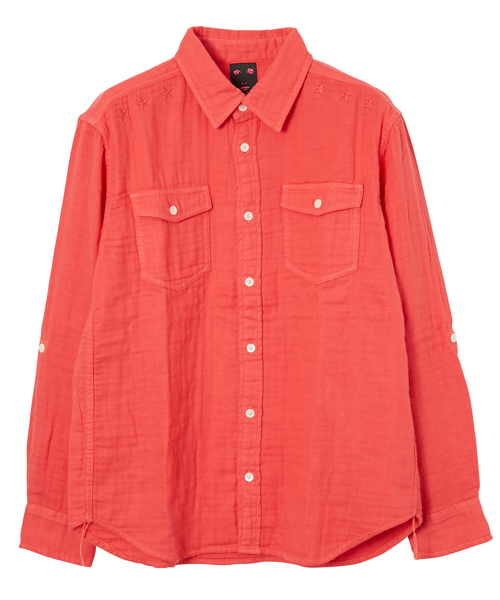 X-girl(エックスガール)の「GAUZE RELAXED SHIRT(シャツ/ブラウス・レディース・ホワイト/ピンク/ネイビー/オリーブ・1/2)」の4枚目の写真