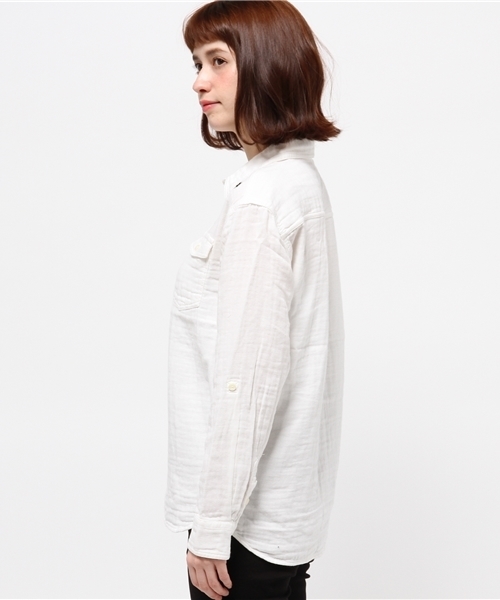 X-girl(エックスガール)の「GAUZE RELAXED SHIRT(シャツ/ブラウス・レディース・ホワイト/ピンク/ネイビー/オリーブ・1/2)」の17枚目の写真