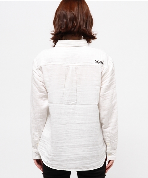 X-girl(エックスガール)の「GAUZE RELAXED SHIRT(シャツ/ブラウス・レディース・ホワイト/ピンク/ネイビー/オリーブ・1/2)」の18枚目の写真