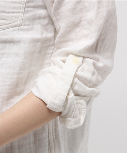 X-girl(エックスガール)の「GAUZE RELAXED SHIRT(シャツ/ブラウス・レディース・ホワイト/ピンク/ネイビー/オリーブ・1/2)」の9枚目の写真