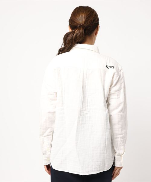 X-girl(エックスガール)の「GAUZE RELAXED SHIRT(シャツ/ブラウス・レディース・ホワイト/ピンク/ネイビー/オリーブ・1/2)」の13枚目の写真