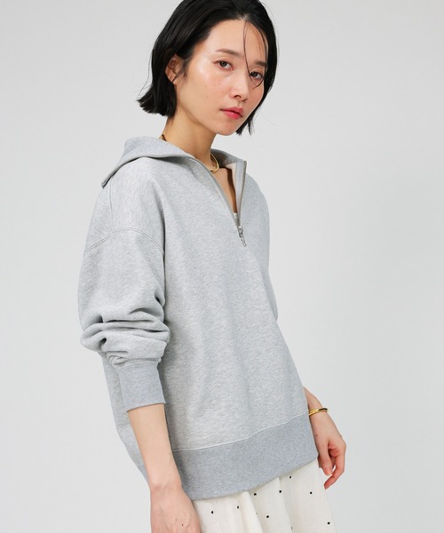 BABYLONE(バビロン)の「裏毛ハーフジッププルオーバー(スウェット・レディース・ライトグレー/アイボリー・フリー)」の8枚目の写真