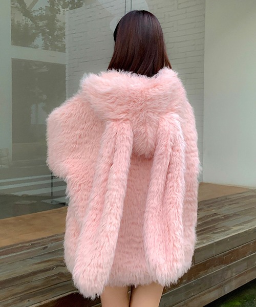 セール】もこもこ うさみみ ボアファージップパーカー（ブルゾン