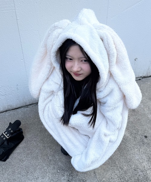 セール】もこもこ うさみみ ボアファージップパーカー（ブルゾン