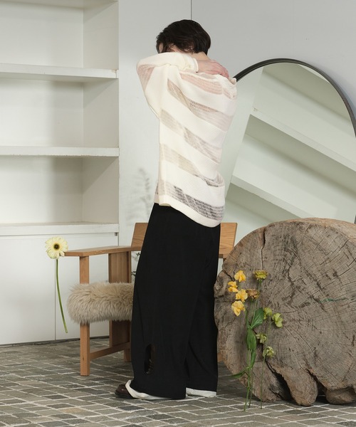セール】sheer stripe knit / シアーストライプニット（ニット