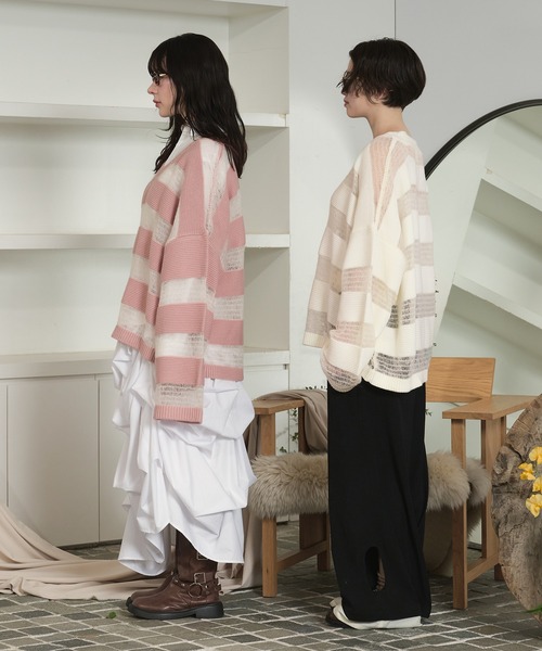 loin nuit（ロワンニュイ）の「sheer stripe knit / シアー