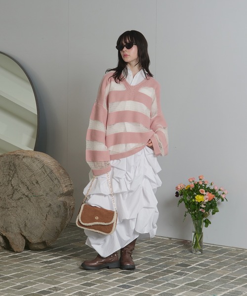 loin nuit（ロワンニュイ）の「sheer stripe knit / シアーストライプ