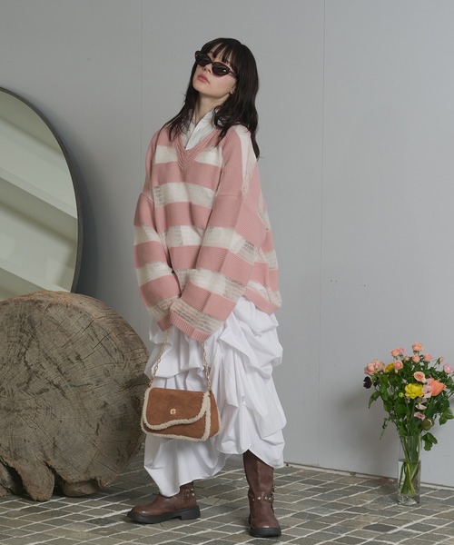m*様 loin nuit ストライプパターンボタンニット ロワンニュイ loin nuit（ロワンニュイ）の「striped pattern button knit