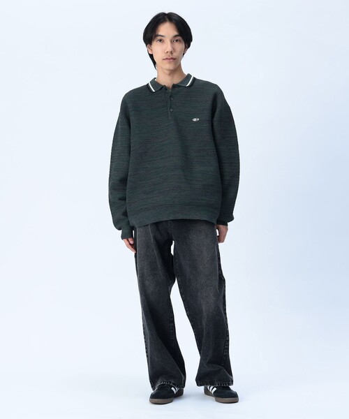BEAMS HEART(ビームスハート)の「襟ライン ロングスリーブ ニット ポロシャツ(ポロシャツ・メンズ・グリーン/ブルー・LARGE/MEDIUM/SMALL)」の3枚目の写真