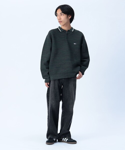 BEAMS HEART(ビームスハート)の「襟ライン ロングスリーブ ニット ポロシャツ(ポロシャツ・メンズ・グリーン/ブルー・LARGE/MEDIUM/SMALL)」の4枚目の写真