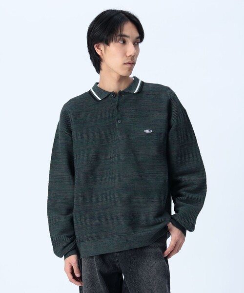 BEAMS HEART(ビームスハート)の「襟ライン ロングスリーブ ニット ポロシャツ(ポロシャツ・メンズ・グリーン/ブルー・LARGE/MEDIUM/SMALL)」の5枚目の写真