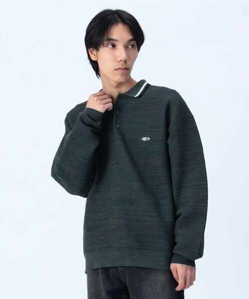 BEAMS HEART(ビームスハート)の「襟ライン ロングスリーブ ニット ポロシャツ(ポロシャツ・メンズ・グリーン/ブルー・LARGE/MEDIUM/SMALL)」の6枚目の写真