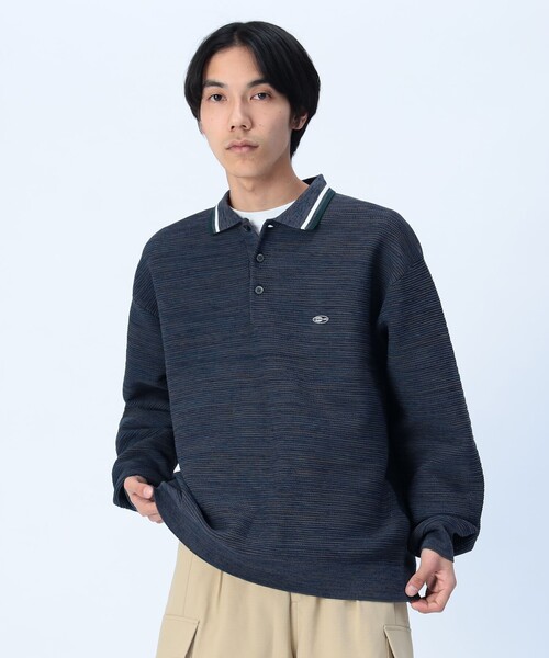 BEAMS HEART(ビームスハート)の「襟ライン ロングスリーブ ニット ポロシャツ(ポロシャツ・メンズ・グリーン/ブルー・LARGE/MEDIUM/SMALL)」の9枚目の写真