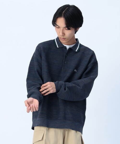 BEAMS HEART(ビームスハート)の「襟ライン ロングスリーブ ニット ポロシャツ(ポロシャツ・メンズ・グリーン/ブルー・LARGE/MEDIUM/SMALL)」の10枚目の写真