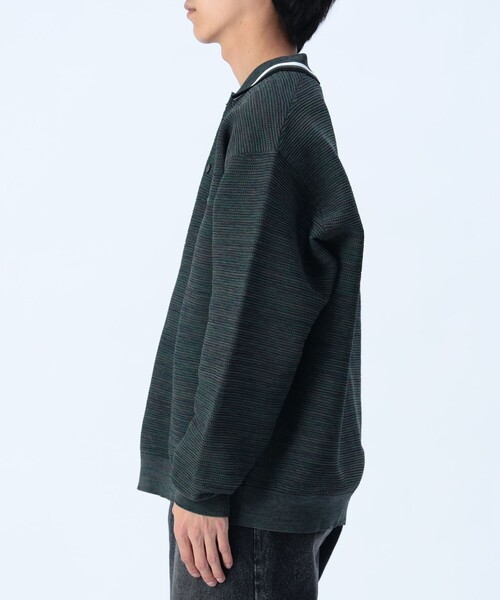 BEAMS HEART(ビームスハート)の「襟ライン ロングスリーブ ニット ポロシャツ(ポロシャツ・メンズ・グリーン/ブルー・LARGE/MEDIUM/SMALL)」の12枚目の写真