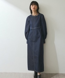 【ZOZO限定・多サイズ】フロントジップパフスリーブワンピース≪Made by ZOZO≫