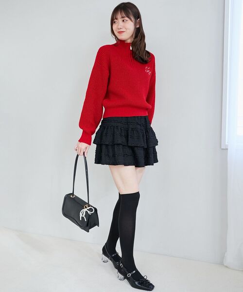 MAJESTIC LEGON(マジェスティックレゴン)の「キラキラハーフジップニット(ニット/セーター・レディース・アイボリー/ピンク/レッド/チャコールグレー・MEDIUM)」の5枚目の写真