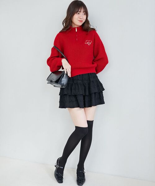MAJESTIC LEGON(マジェスティックレゴン)の「キラキラハーフジップニット(ニット/セーター・レディース・アイボリー/ピンク/レッド/チャコールグレー・MEDIUM)」の6枚目の写真
