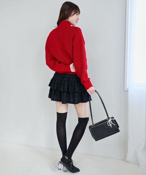MAJESTIC LEGON(マジェスティックレゴン)の「キラキラハーフジップニット(ニット/セーター・レディース・アイボリー/ピンク/レッド/チャコールグレー・MEDIUM)」の7枚目の写真