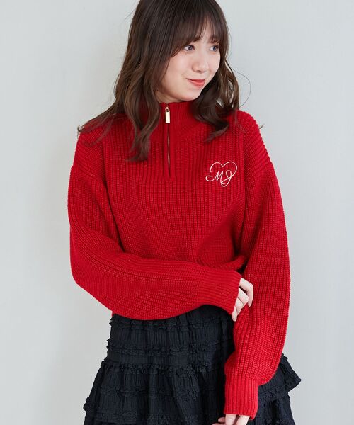 MAJESTIC LEGON(マジェスティックレゴン)の「キラキラハーフジップニット(ニット/セーター・レディース・アイボリー/ピンク/レッド/チャコールグレー・MEDIUM)」の8枚目の写真