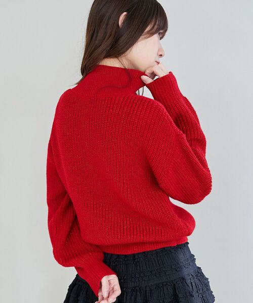 MAJESTIC LEGON(マジェスティックレゴン)の「キラキラハーフジップニット(ニット/セーター・レディース・アイボリー/ピンク/レッド/チャコールグレー・MEDIUM)」の10枚目の写真