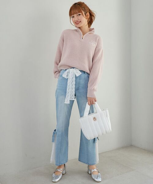 MAJESTIC LEGON(マジェスティックレゴン)の「キラキラハーフジップニット(ニット/セーター・レディース・アイボリー/ピンク/レッド/チャコールグレー・MEDIUM)」の18枚目の写真