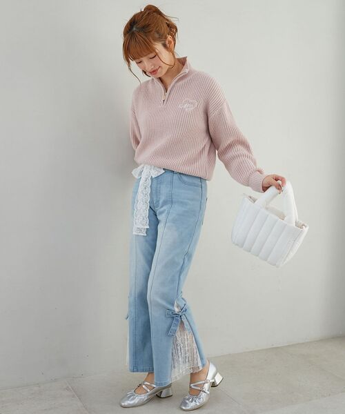MAJESTIC LEGON(マジェスティックレゴン)の「キラキラハーフジップニット(ニット/セーター・レディース・アイボリー/ピンク/レッド/チャコールグレー・MEDIUM)」の19枚目の写真